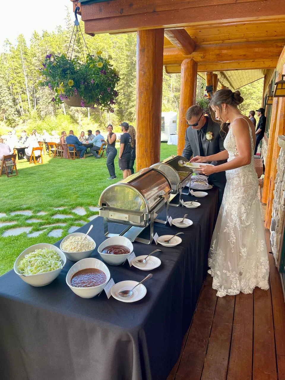 Wedding couple choosing food at the XIM buffet